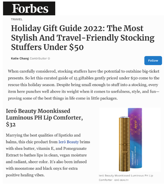 FORBES: Holiday Gift Guide 2022: The Most Stylish And Travel-Friendly Stocking Stuffers Under $50